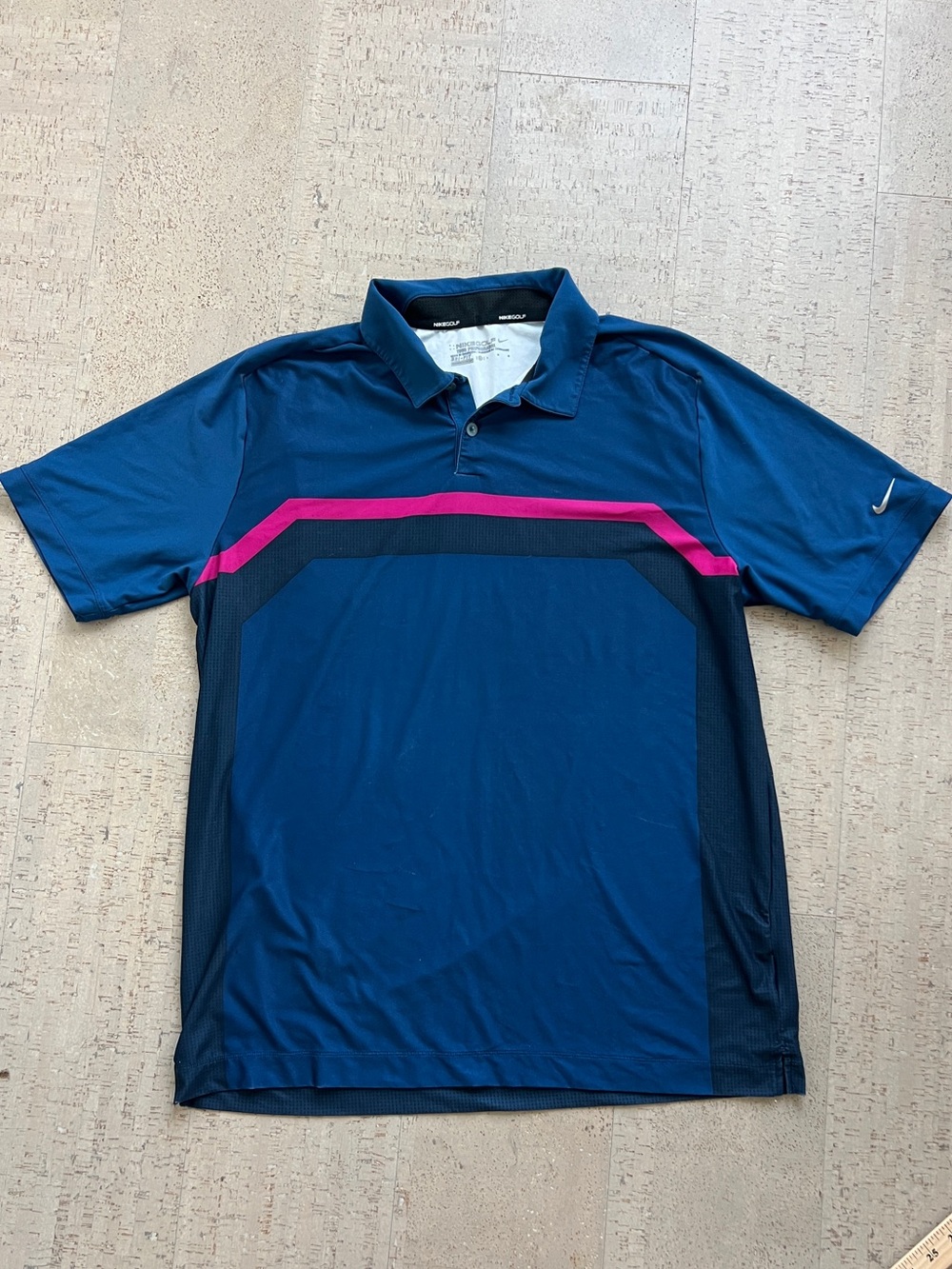 Nike Golf Tour Performance Dri-FIT Polo Shirt Men’s L Blue Pink Colorblock